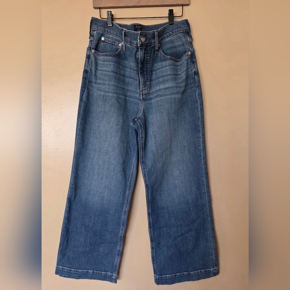J Crew Womens Classic Wide Leg Jeans 30 Mid Wash High Rise Denim 90s Inspired